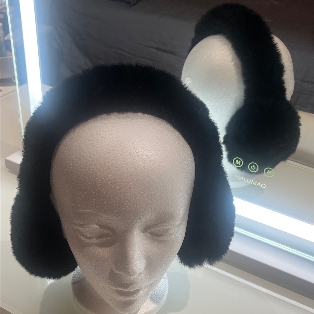 Aspen Black Faux Fur Earmuffs